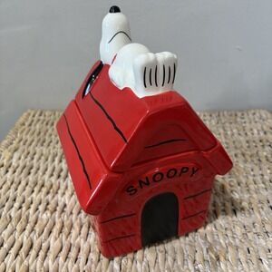 Modern Gourmet foods Snoopy cookie jar Dog House Red